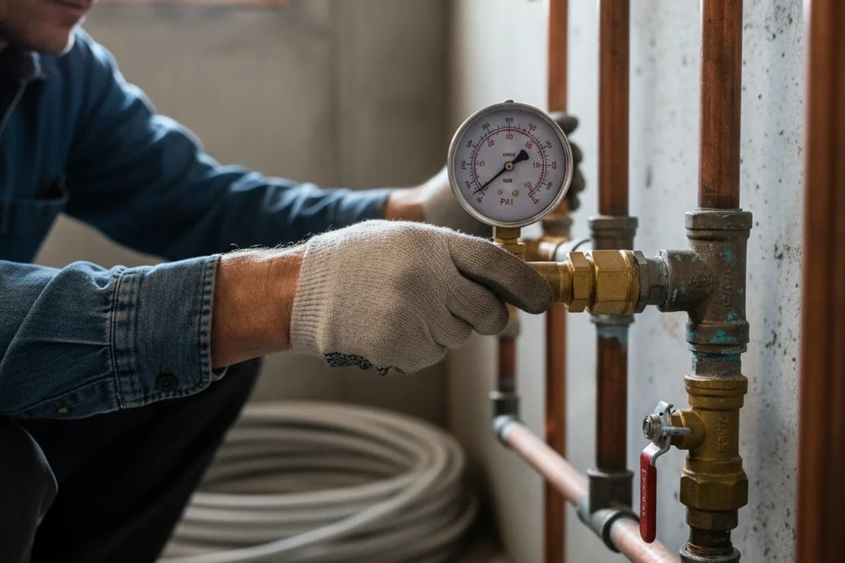 Pressure testing a repaired line during Water Line Repair in Patuxent River